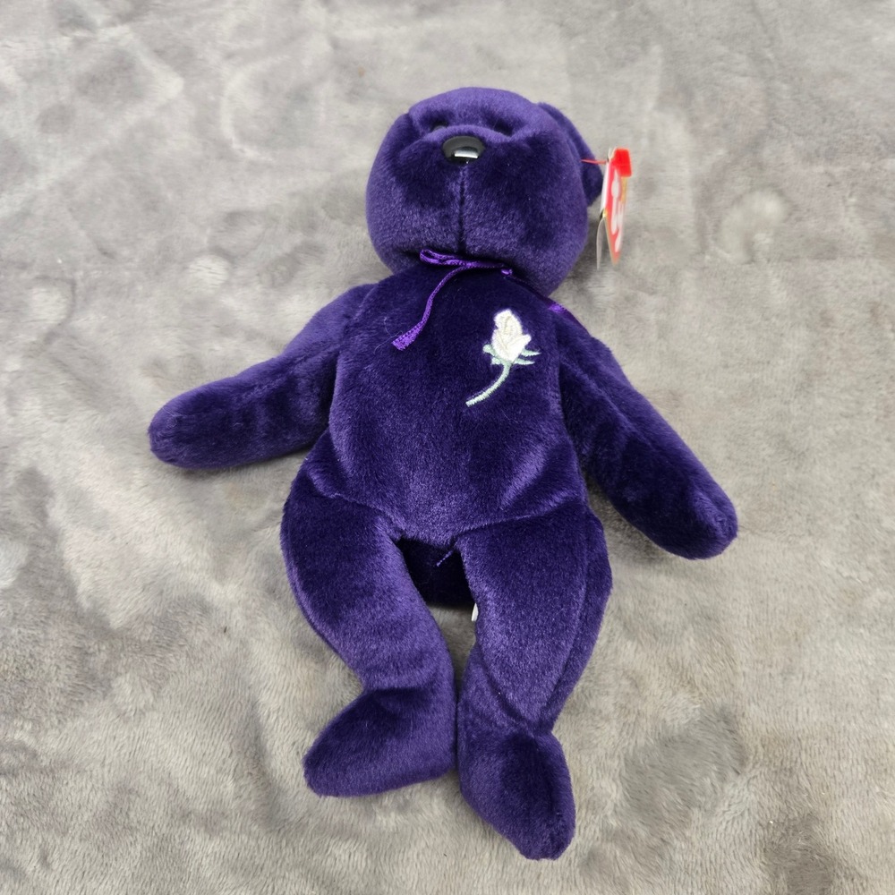 Ty‎ Beanie Babies Princess the Bear Diana Memorial Fund Purple Plush 1997 Tag